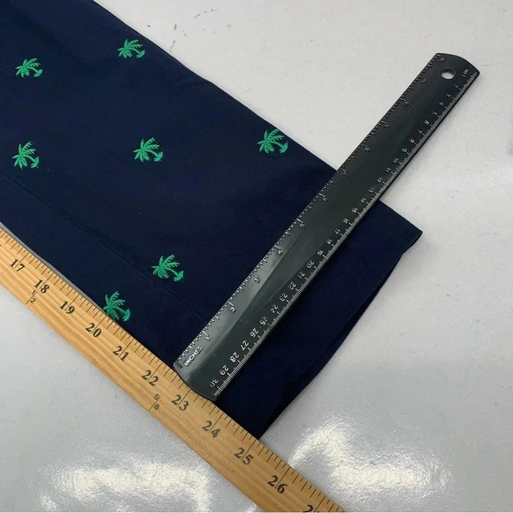 Talbots Signature Pants Size  2  Navy Blue  Embroidered Green Palm Trees Novelty - Picture 12 of 13